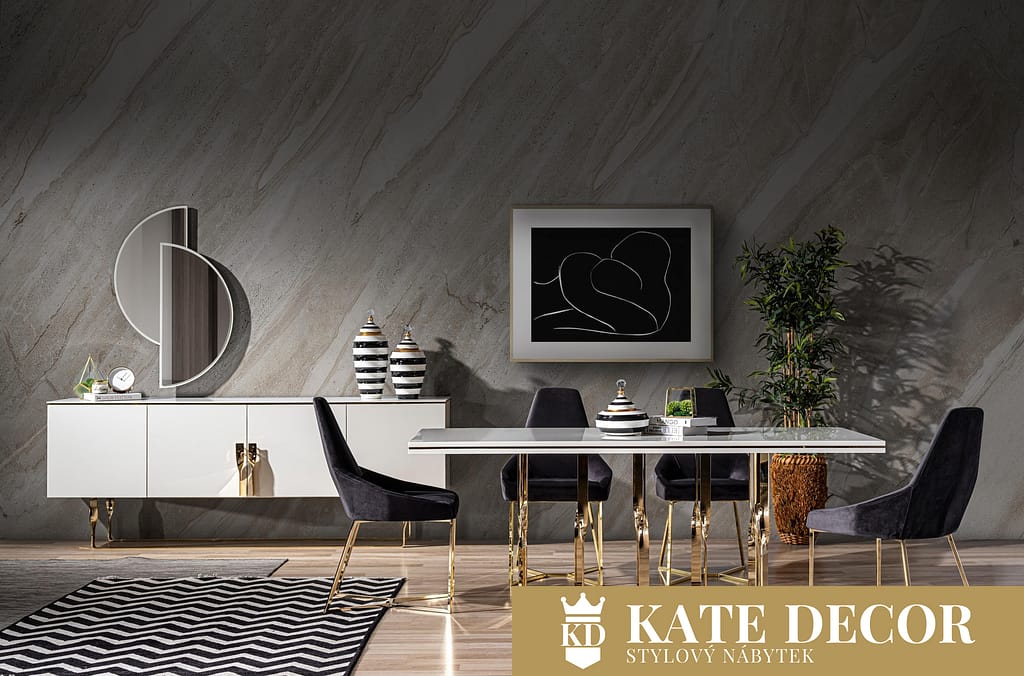 ZEN DINING ROOM SET (WHITE-GOLD) (10)