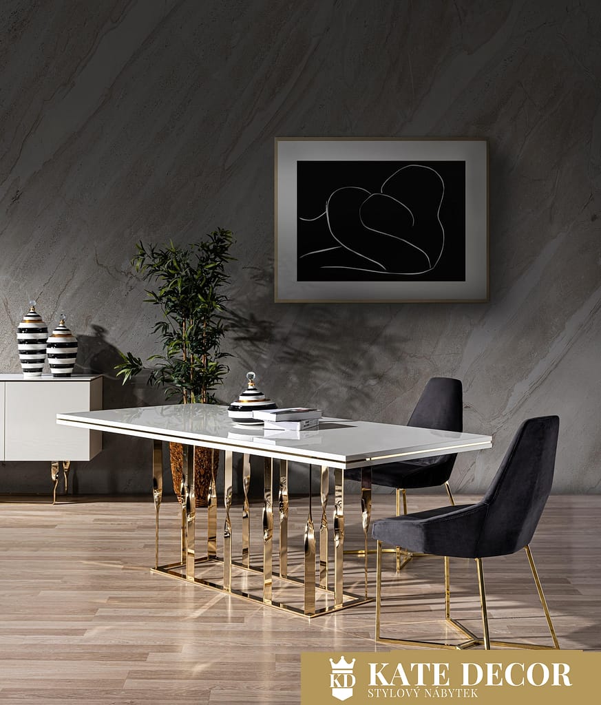 ZEN DINING ROOM SET (WHITE-GOLD) (2)